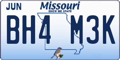MO license plate BH4M3K
