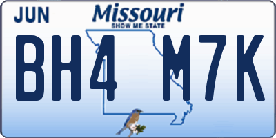 MO license plate BH4M7K