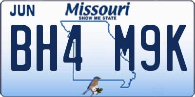 MO license plate BH4M9K