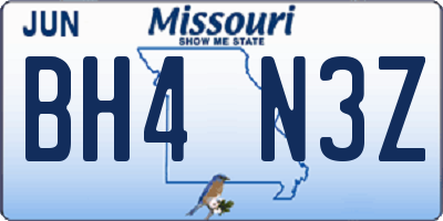 MO license plate BH4N3Z