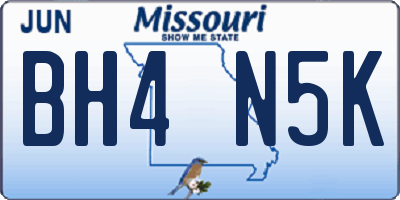 MO license plate BH4N5K