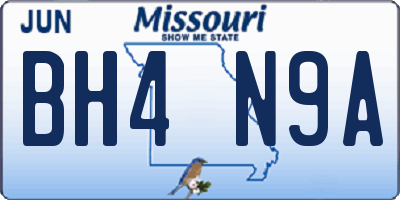 MO license plate BH4N9A