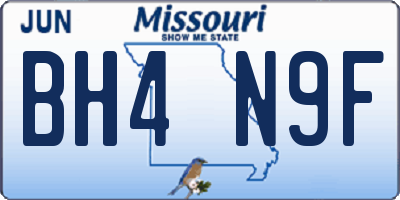 MO license plate BH4N9F