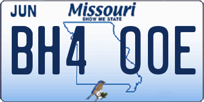 MO license plate BH4O0E