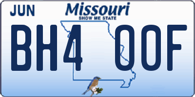 MO license plate BH4O0F