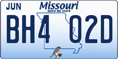 MO license plate BH4O2D