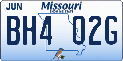 MO license plate BH4O2G