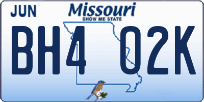 MO license plate BH4O2K