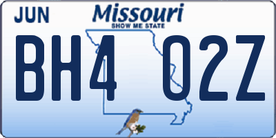 MO license plate BH4O2Z