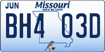 MO license plate BH4O3D