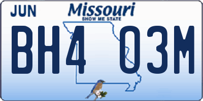 MO license plate BH4O3M