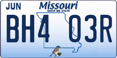 MO license plate BH4O3R