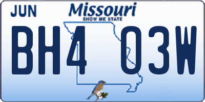 MO license plate BH4O3W
