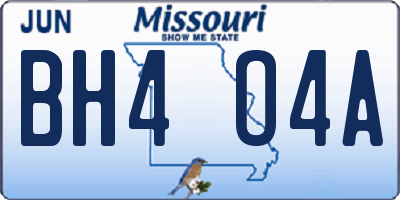 MO license plate BH4O4A