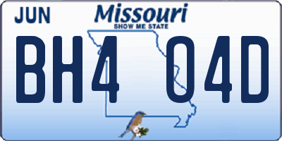 MO license plate BH4O4D