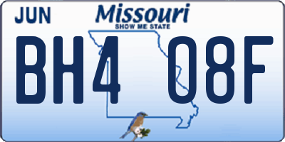 MO license plate BH4O8F