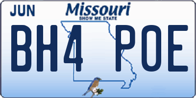 MO license plate BH4P0E