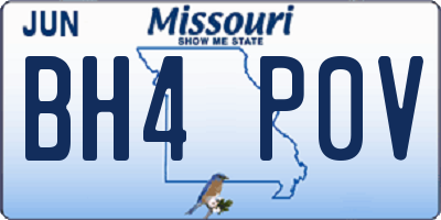 MO license plate BH4P0V