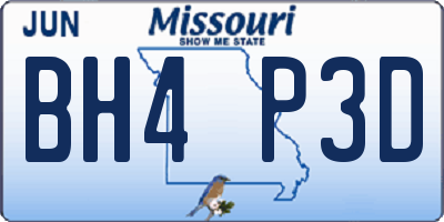 MO license plate BH4P3D