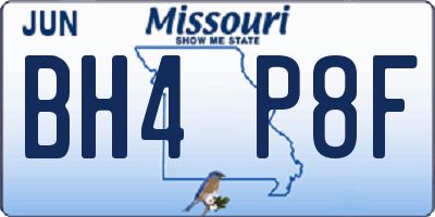 MO license plate BH4P8F