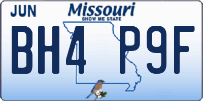 MO license plate BH4P9F