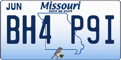 MO license plate BH4P9I