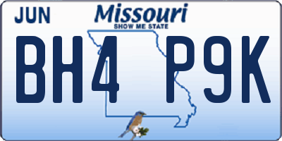 MO license plate BH4P9K
