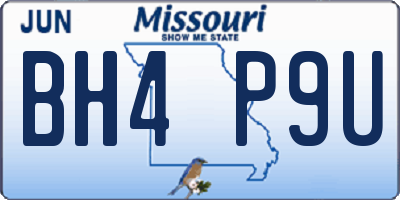 MO license plate BH4P9U