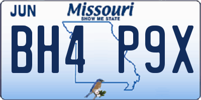 MO license plate BH4P9X