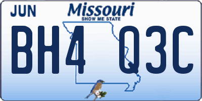 MO license plate BH4Q3C