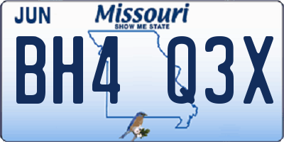 MO license plate BH4Q3X