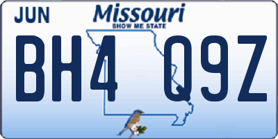 MO license plate BH4Q9Z