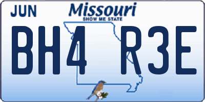 MO license plate BH4R3E