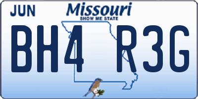 MO license plate BH4R3G