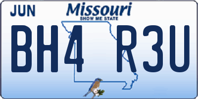 MO license plate BH4R3U