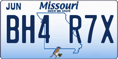 MO license plate BH4R7X