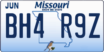 MO license plate BH4R9Z