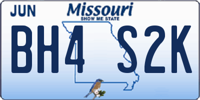 MO license plate BH4S2K