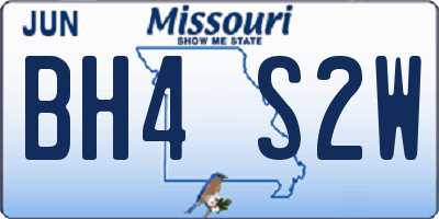 MO license plate BH4S2W