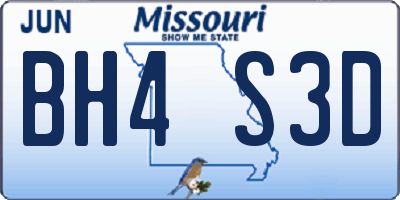 MO license plate BH4S3D
