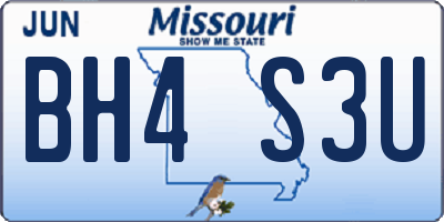 MO license plate BH4S3U