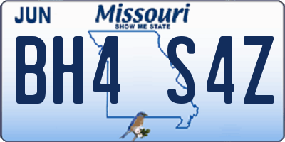 MO license plate BH4S4Z