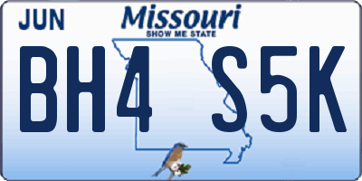 MO license plate BH4S5K
