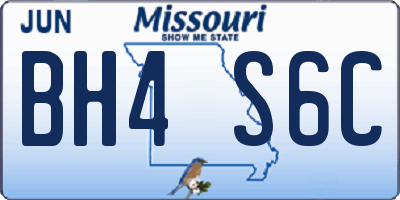 MO license plate BH4S6C