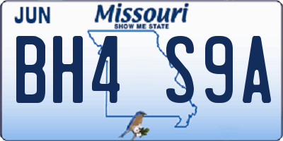 MO license plate BH4S9A
