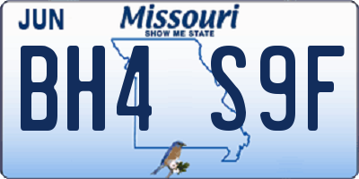 MO license plate BH4S9F