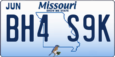 MO license plate BH4S9K