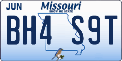 MO license plate BH4S9T