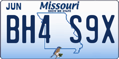 MO license plate BH4S9X