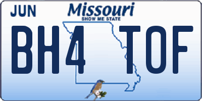 MO license plate BH4T0F